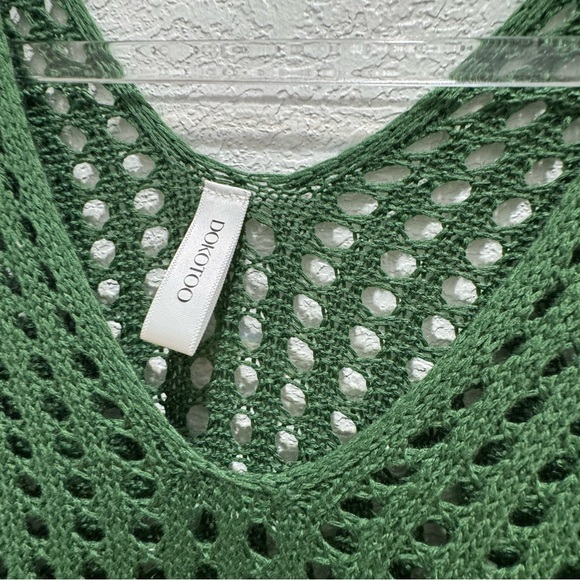 Crochet Knit Sweater Dress Tunic Green Multicolor Stripes 2XL – Fall Layering - Picture 2 of 9